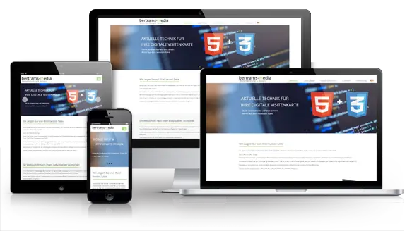Eine Website auf Monitor, Laptop, Tablet und Smartphone